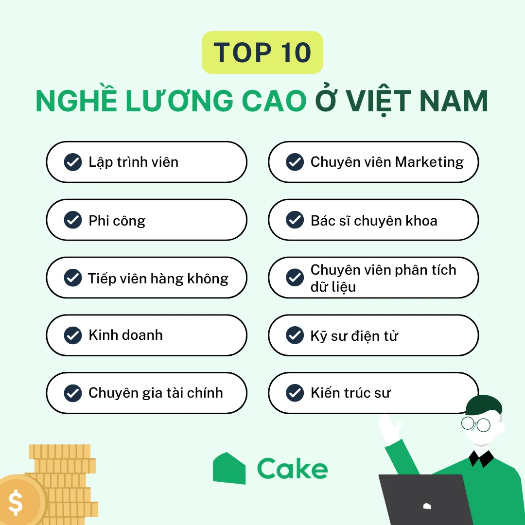 Khám phá top 10 nghề lương cao tại Việt Nam hiện nay | Cake