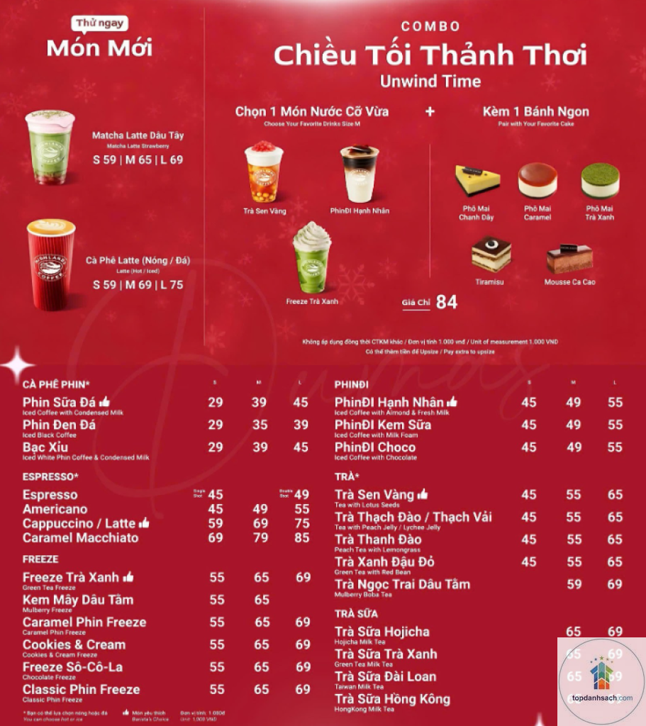 menu highland coffee