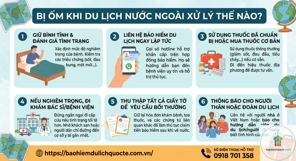 cách xử lý khi bị bệnh khi đi du lịch